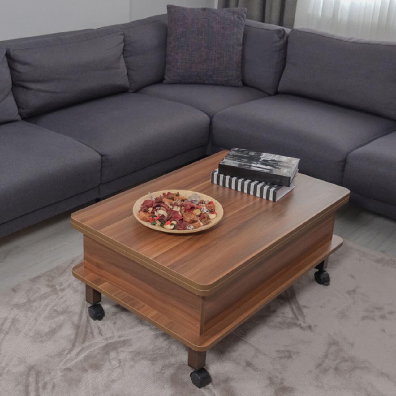 Masuta de cafea, Hanah Home, Helsinki, 90x40x60 cm, PAL, Maro - imagine 7